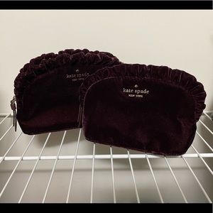 Burgundy crushed velvet Kate spade clutch bags